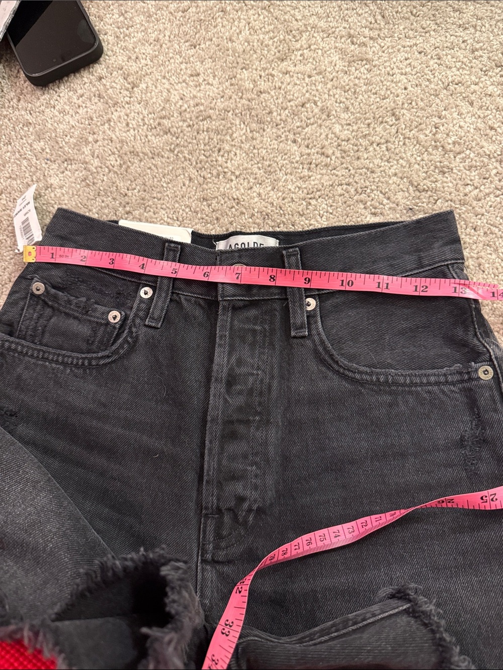 NWT Agolde Riley High Rise Slim Short In Vortex Black Size 24 - Picture 10 of 10